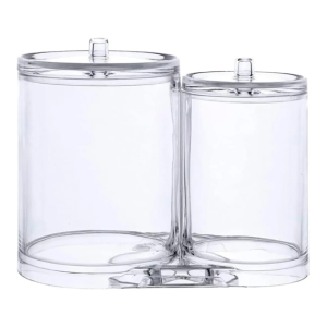 Porta Cotonete Duplo com Tampa – 15x13 cm – Acrílico – Top Útil