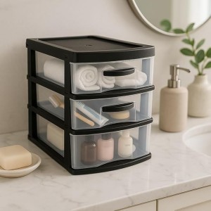 Gaveteiro Pequeno com 3 Gavetas – Preto – Nitronplast