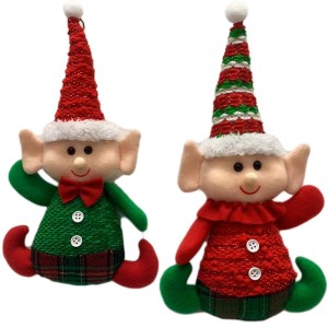 Pendente Duende de Pelúcia Xadrez 16 cm – Verde/Vermelho