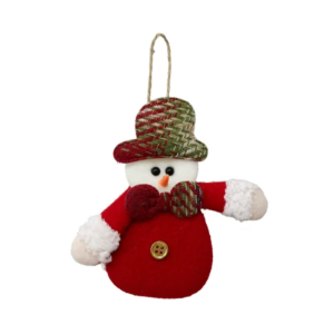 Pendente Boneco Natalino com Sino Xadrez Vermelho – 8×13 cm