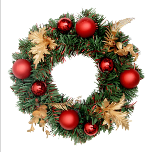 Guirlanda de Natal com Folhas e Bolas – 30 cm (53986)