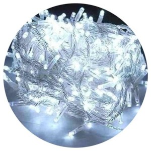 Pisca-Pisca 100 LEDs Branco – 8 Funções com Fio Transparente