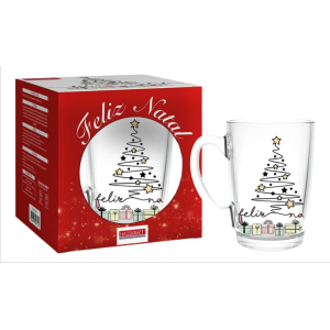 Caneca de Vidro Feliz Natal 320ml – Hauskraft