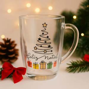 Caneca de Vidro Feliz Natal 320ml – Hauskraft