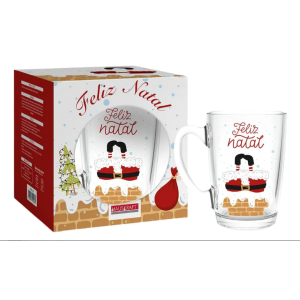 Caneca de Vidro Papai Noel 320ml – Hauskraft