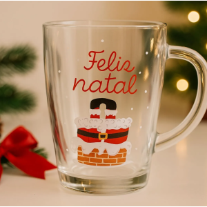 Caneca de Vidro Papai Noel 320ml – Hauskraft