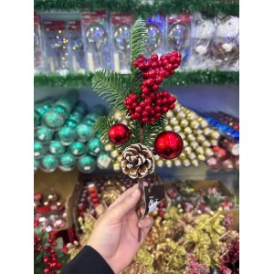 PICK NATALINO AZEVINHOS C/ BOLAS e VINHAS 28CM