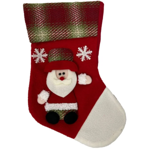 Bota Natalina Boneco Xadrez Vermelho – 22×35 cm – Rio Master