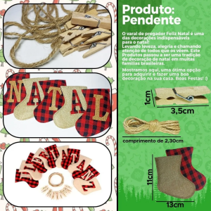 Varal Decorativo Cordão de Botas “Feliz Natal” com Pregadores