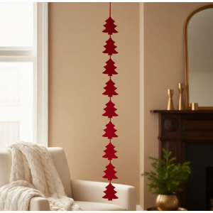 Letreiro “Feliz Natal” Vertical em Pelúcia – 1 m × 8 cm – Vermelho