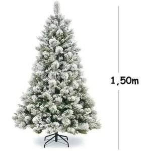 Árvore de Natal Luxo Pinheiro Verde com Neve Nevada e Pinha – 1,50m (AW215 – 412 Galhos)