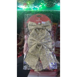 Kit de Laços Decorativos Natalinos em Tela Glitter Vermelha (Conjunto de 4 Peças)