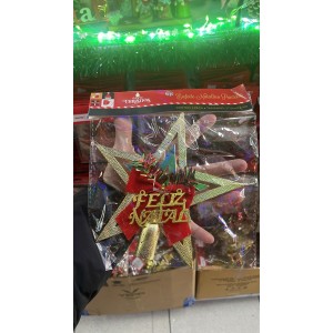 Enfeite Natalino Ponteira Estrela 3D com Sino e Mensagem 