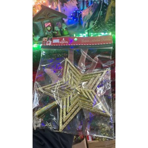 Enfeite Natalino Ponteira Estrela Dourado com Glitter