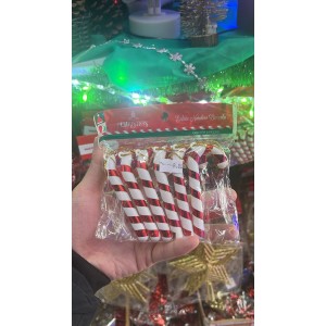 Kit de Enfeites de Natal – Bengalas Decorativas Listradas (6un)