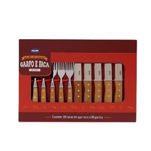 Conjunto Garfo e Faca para Churrasco MOR 12 Peças