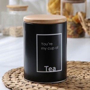 PORTA CONDIMENTOS COM TAMPA DE BAMBU - AÇUCAR OU CHÁ