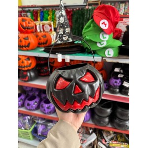 BALDE ABOBORA PRETA COM VERMELHO C/ ALÇA