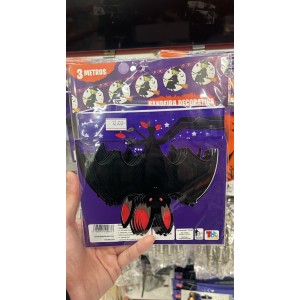 BANDEIRA DECORATIVA DE MORCEGO HALLOWEEN 3M