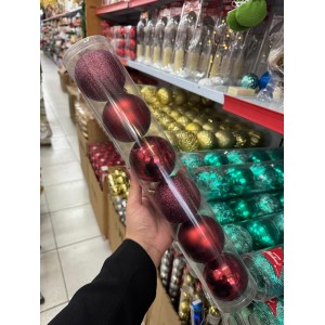 KIT COM 6 BOLAS DE NATAL VERMELHAS 8CM