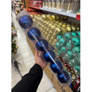 KIT COM 6 BOLAS DE NATAL AZUIS 8CM