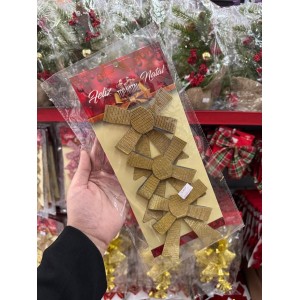 ENFEITE DE NATAL LAÇO DOURADO COM BRILHO