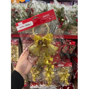 ENFEITE DE NATAL SINO TRIPLO DOURADO 34CM