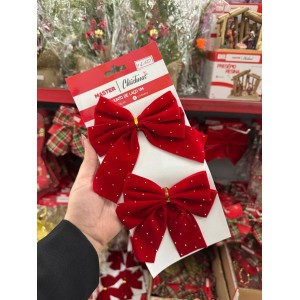 KIT ENFEITE COM 2 LAÇOS VERMELHO VELUDO
