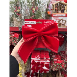 ENFEITE DE NATAL LAÇO DECORATIVO VERMELHO 20CM