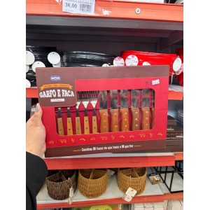 Conjunto Garfo e Faca para Churrasco MOR 12 Peças