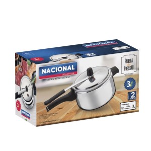Panela de Pressão Polida Alumínio 3L - Nacional