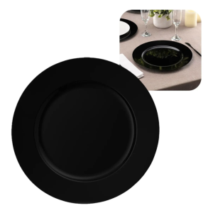 PRATO RASO DE JANTAR 26CM PRETO BRILHANTE FLARE - HAUSKRAFT