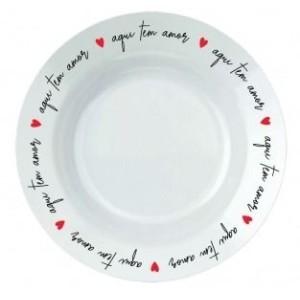 PRATO RASO LOVE VERMELHO AQUI TEM AMOR 24 CM