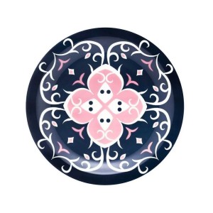 Prato Raso de Vidro 26cm Azul com Estampa Floral – Allmix