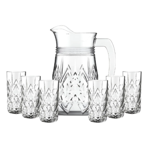 Jogo de Jarra com 6 Copos de Vidro – Linha Samantha (Transparente)