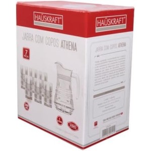 Jogo de Jarra com 6 Copos de Vidro – Linha Athena (Transparente)