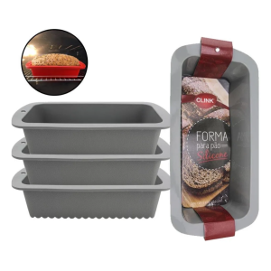 Forma de Silicone para Pão e Bolo – 24 x 13 cm (Cinza)