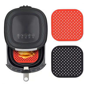 Forro Protetor de Silicone Quadrado para Air Fryer – Vermelho