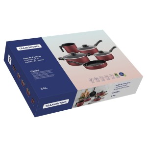 Jogo de Panelas Tramontina Caribe com Revestimento Antiaderente Starflon Max – Vermelho (5 Peças)