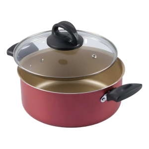 Caçarola Antiaderente Cereja com Tampa de Vidro – 24 cm