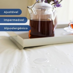 Camesa Protetor de Colchão Ajustável PVC Impermeável – Solteiro 90x190 cm – Branco